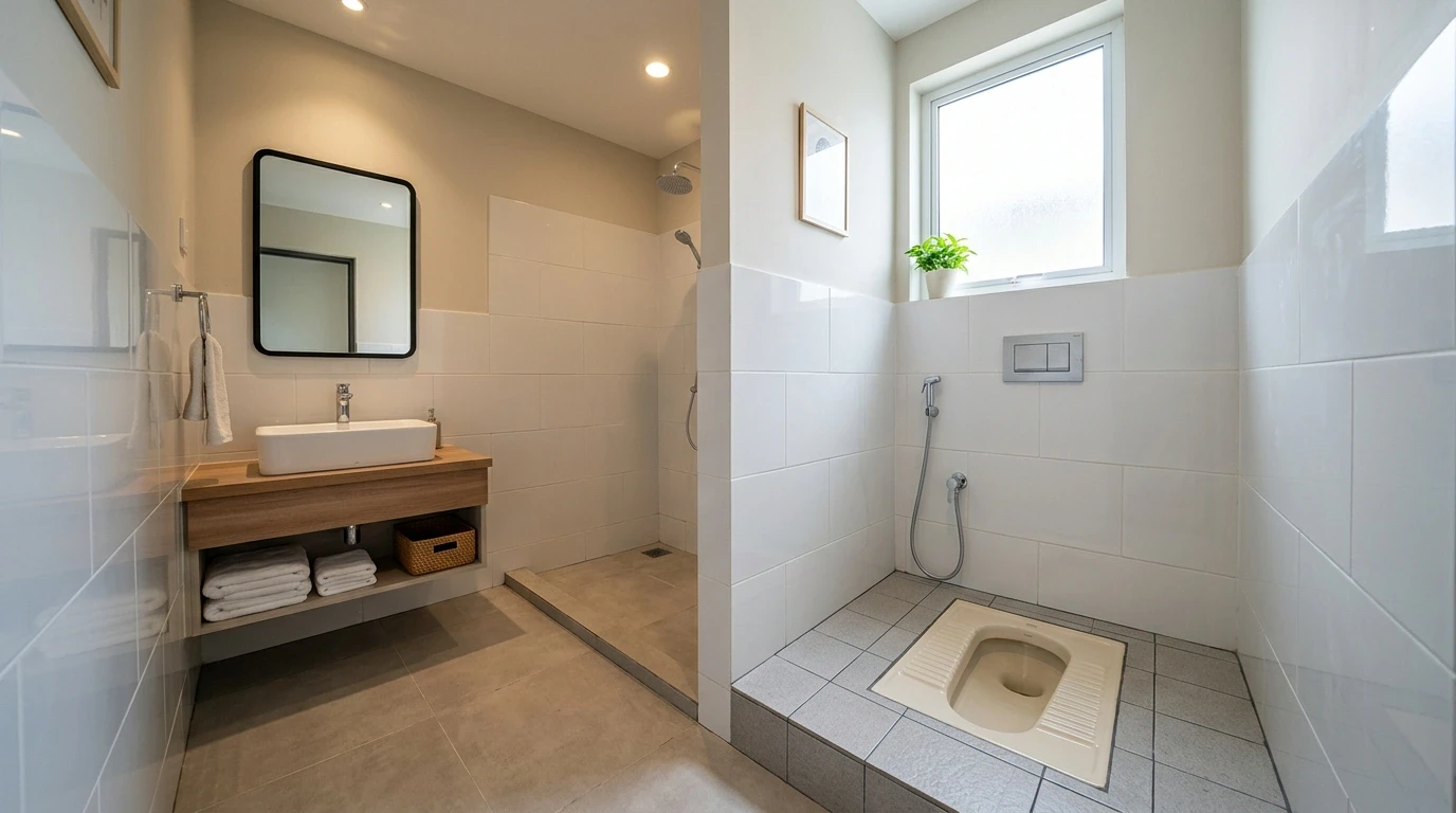 15 Desain Kamar Mandi WC Jongkok Bebas Bau & Bersih - Arsitekita